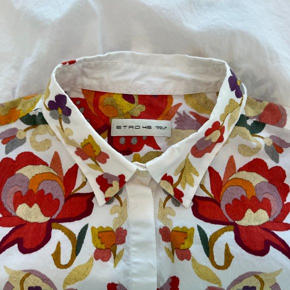 ETRO WHITE FLORAL COTTON TOP SIZE IT 46 / US 10 - Picture 17 of 17